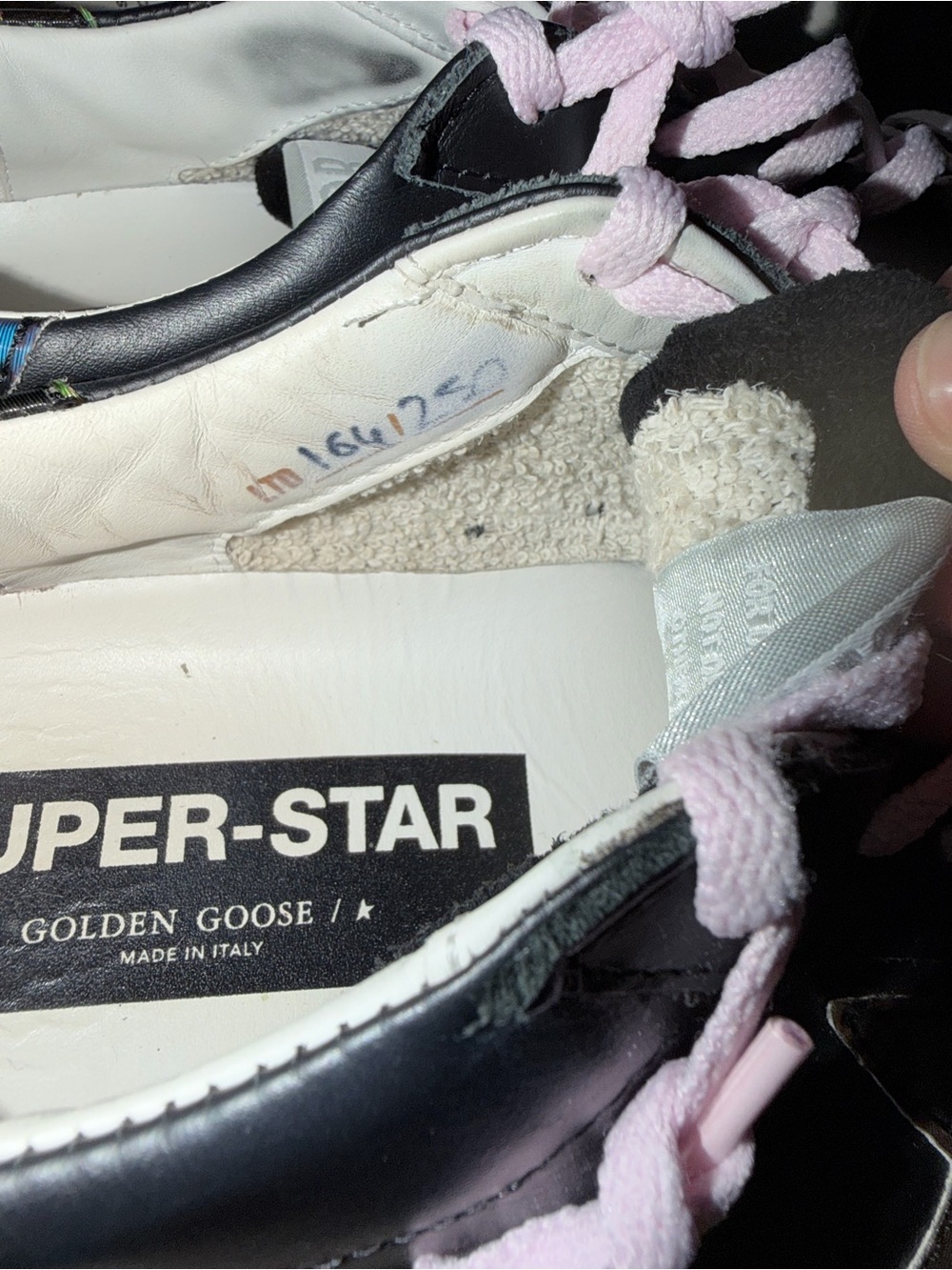 Golden Goose Black Leather Sneakers with Neon Leopard Accents and Pink Laces - Picture 7 of 7